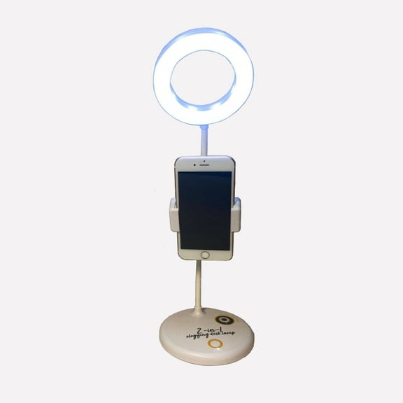 New VIVITAR 2-in1 light Ring Vlogging Desk Lamp LED With Adjustable Phone Holder