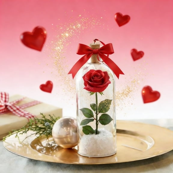 New! Valentines Day Rose Vase With Letter Audio Gift