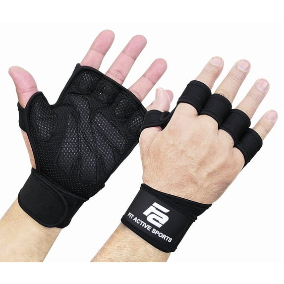 New Ventilated Weight Lifting Gloves with Built-In Wrist Wraps, Full Palm Protection & Extra Grip. Great for Pull Ups, Cross Training, Fitness, WODs & Weightlifting. Suits Men & Women 