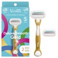 thumbnail image 1 of New Venus Gold Razor - Venus Deluxe Smooth Gold Women's Razor Handle + 2 Blade Refills, 1 of 10