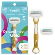 New Venus Gold Razor - Venus Deluxe Smooth Gold Womens Razor Handle + 2 Blade Refills