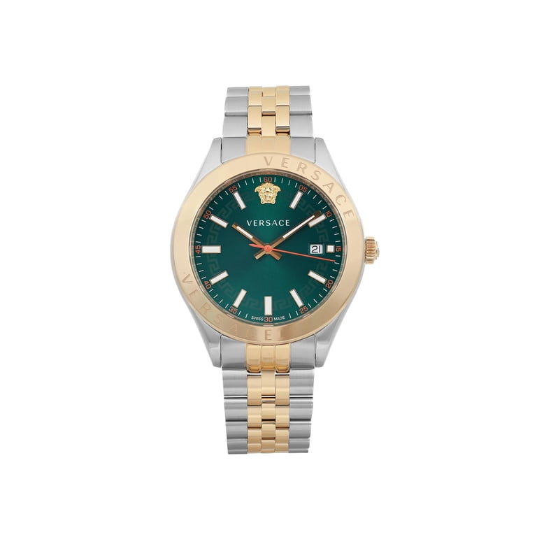 New Versace Hellenyium Two-Tone Steel Green Dial Men Quartz Watch