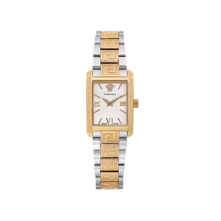 New Versace Tonneau Two-Tone Silver Dial Ladies Quartz  display picture 1