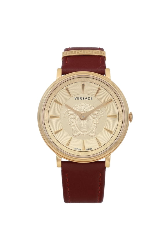 New Versace V-Circle Medusa 38mm Steel Gold Dial ladies Quartz Watch VE8103821