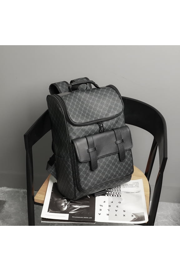 New Versatile Large Capacity Casual Backpack Fashion Korean Connector Computer File Schoolbag,Patterned Black