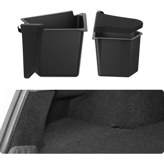 New Version 2022-2024 Tesla Model Y Trunk Organizer Storage Bins with Carpeted Lid, Waterproof Rear Side Box Interior Accessories for 5-Seater