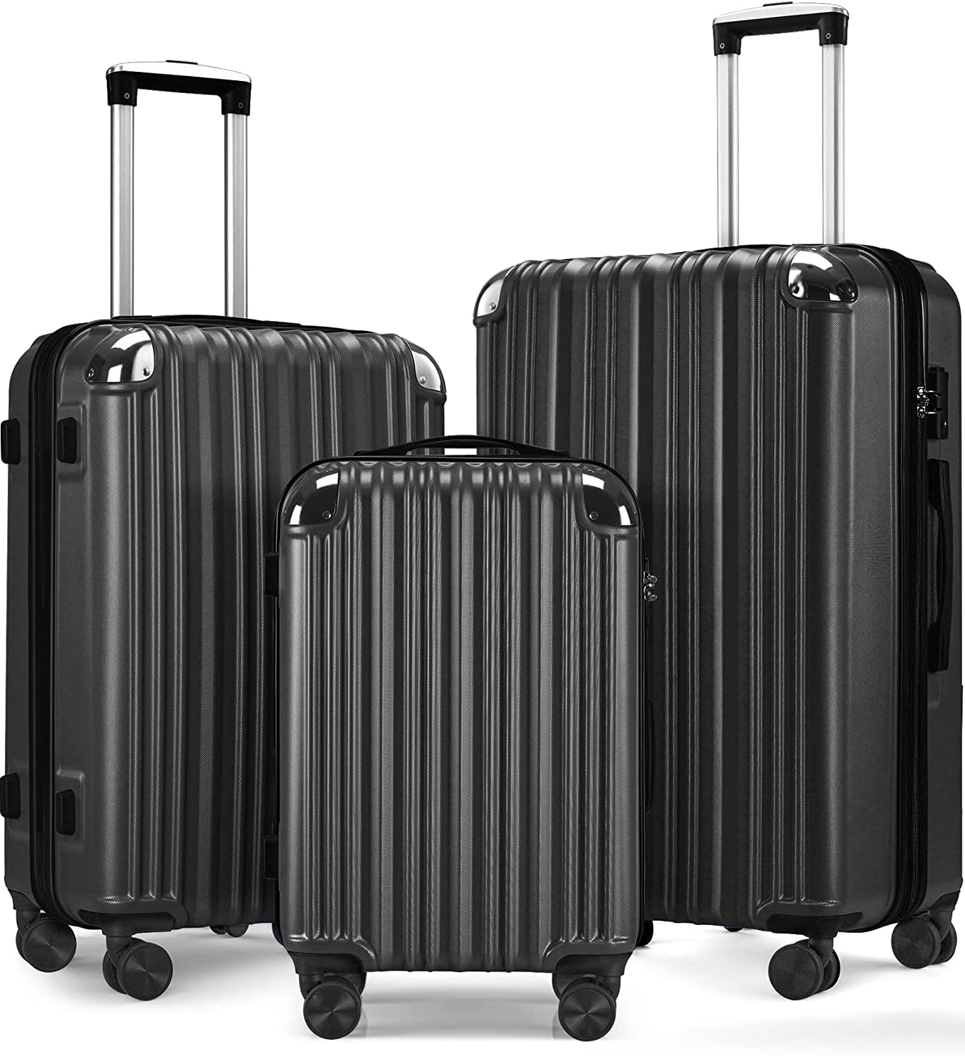 (New Version) 3 Piece Luggage Sets Hard Shell Suitcase Set with Spinner ...
