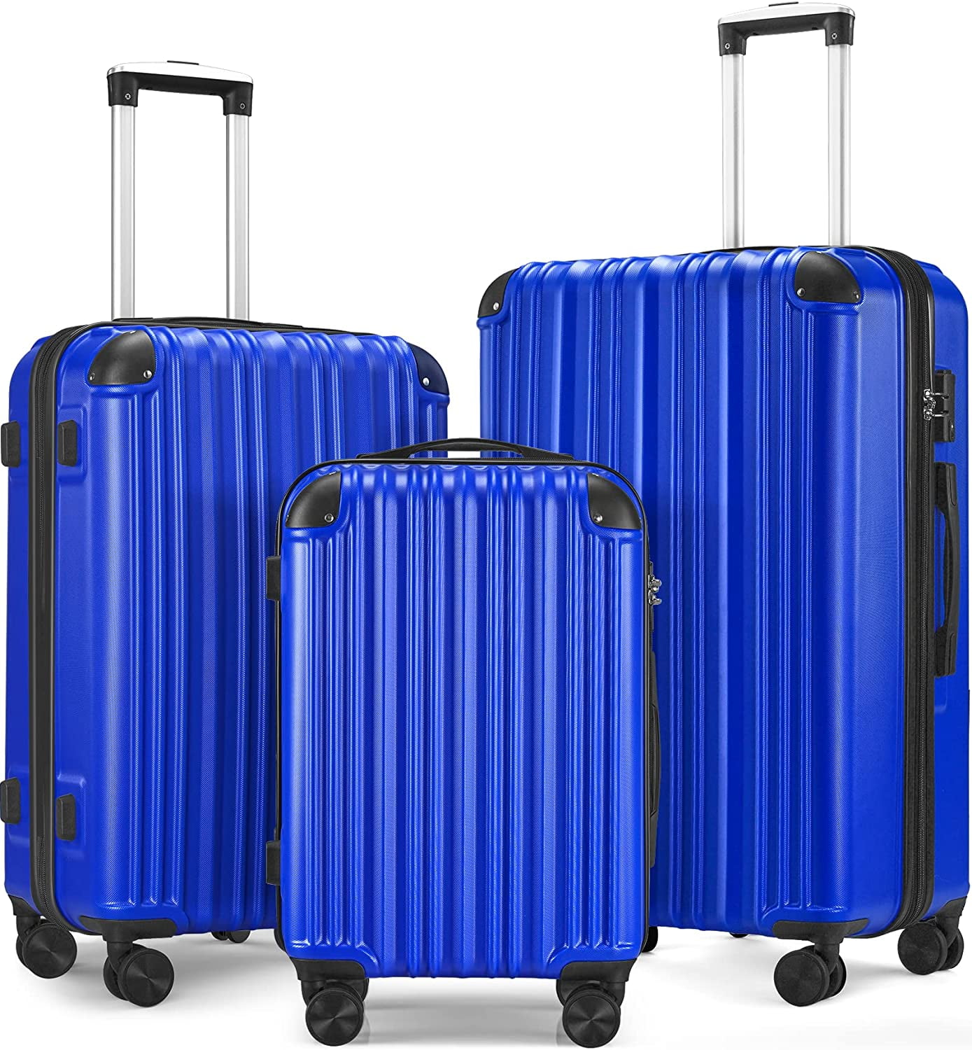 (New Version) Piece Luggage Sets Hard Shell Suitcase Set with Spinner  Wheels for Travel, Blue