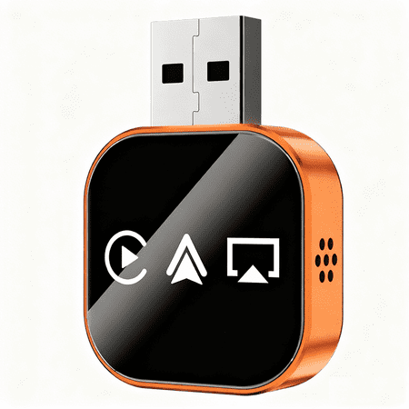 New Version 3-in-1 Car Screen Mirror Link Adapter | Wired-to-Wireless CarPlay Dongle | Dual-Band WiFi + Bluetooth 5.0 | Plug & Play Instant Connection for iOS Phones(Orange 1 PCS)