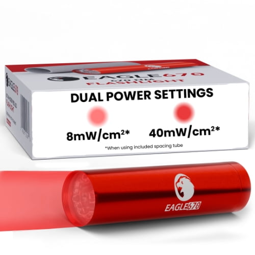 New Version! 670 nm Red LED Light 8mW/cm2 | USA Lab Verified 670nm LED Flashlight w/Silicone Spacing Tube | Easy on The Eyes - no Blue Light