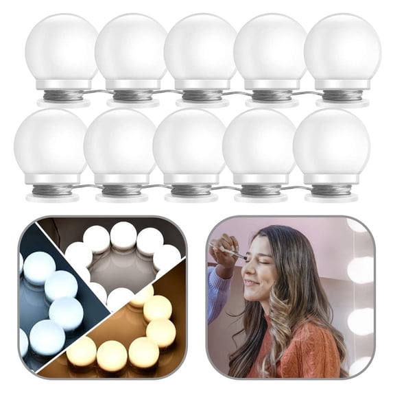 Somnr Hollywood Vanity Lights Kit – 10 Bulb Dimmable LED Makeup Mirror Light Strip with Plug, Mirror Not Included