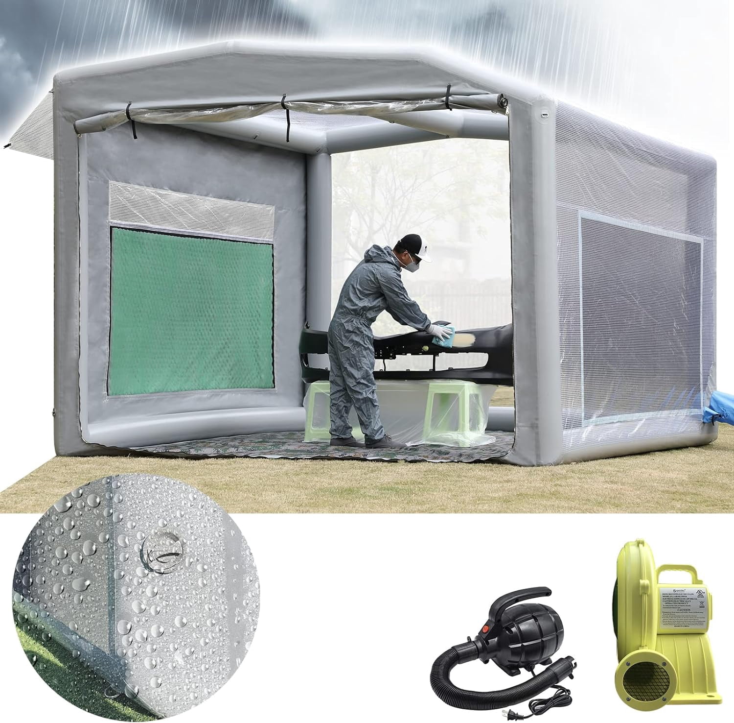 New Version Sewinfla Airtight Waterproof Paint Booth Durable Portable Paint Booth for Overspray Problem