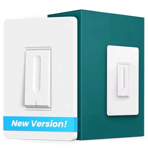 New Version] Smart Dimmer Switch, 2.4GHz WiFi Single-Pole Dimmable Smart Light Switch Compatible with Alexa, Google Home, Sleep/Wake Timer, Customizable Indicator, Neutral Wire Required