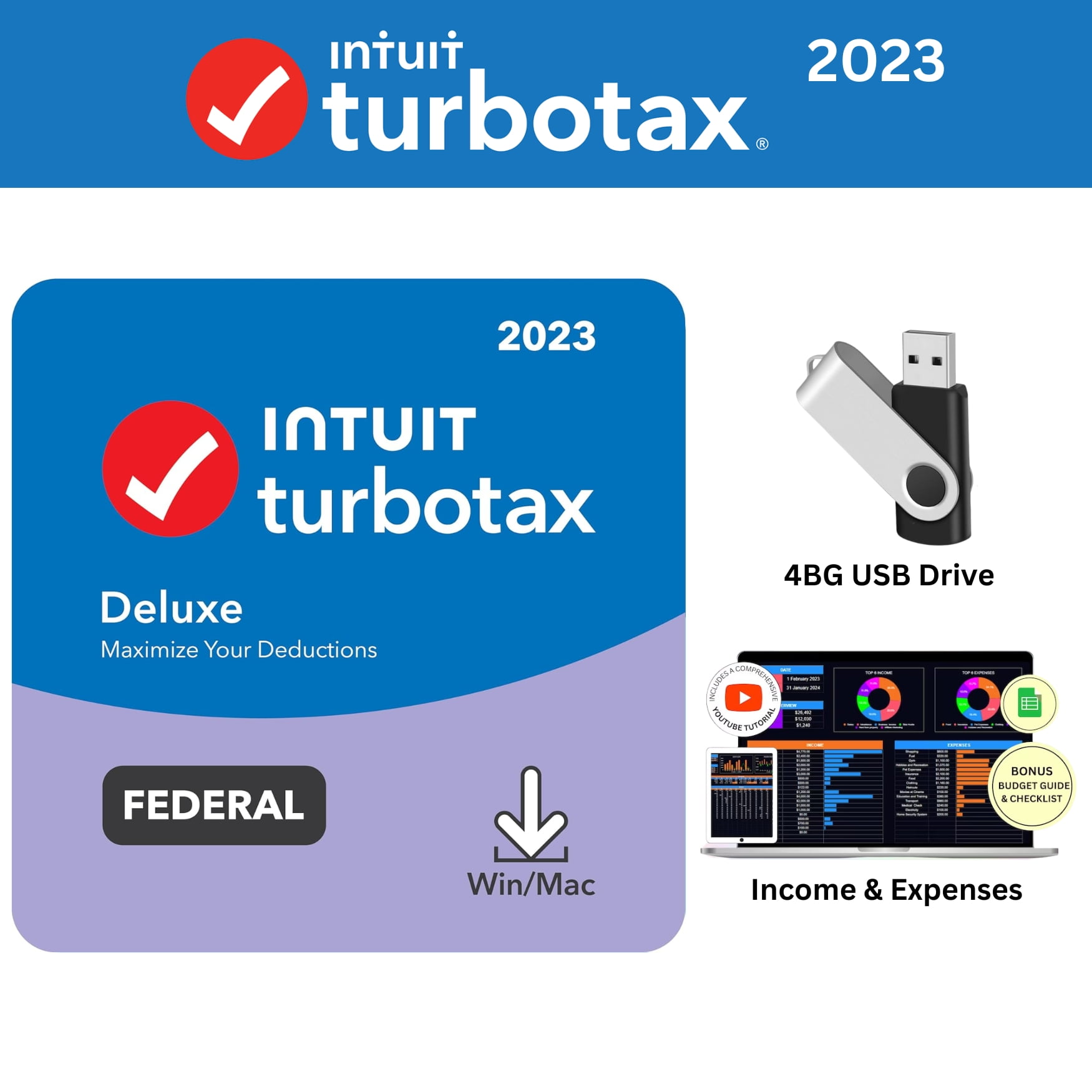 [New Version] TurboTax Deluxe 2023 Tax Software Federal Tax Return