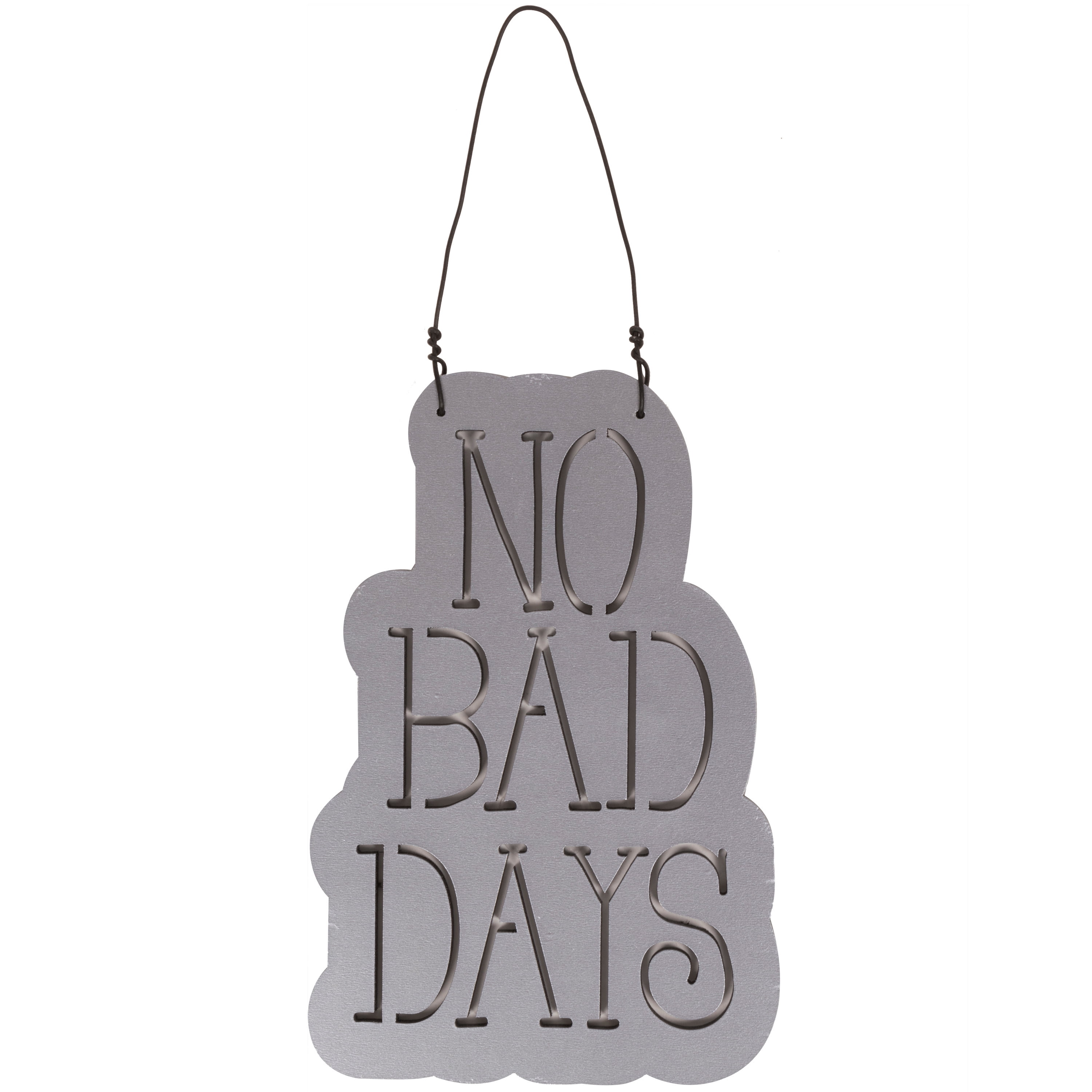 New View 4x6 No Bad Days Sentiment Hanging Wall Décor with Twine Hanger, Metallic Blue
