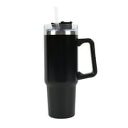 New View Gifts 30oz Tumbler Mug with Lid and Straw, Reusable Insulated Mug with Handle, Stainless Steel for Iced & Hot Beverages, Black