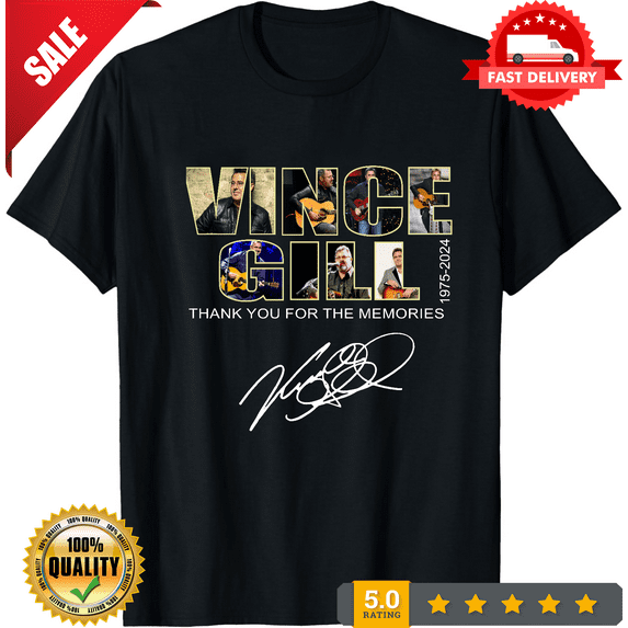 New Vince Gill 1975-2024 signature Cotton Unisex S-5XL Shirt, LIMITED EDITION-TH65346