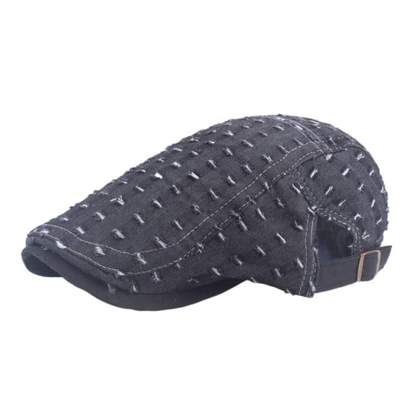 New Vintage Distressed Beret Summer Women's Washed Denim British Style Duckbill Cap Outdoor Sun Hat