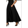 thumbnail image 1 of New Vintage Fashion Elegant Women Stretch High Waist Plain Skater Flared Pleated Long Smooth Skirt Summer Dress, 1 of 1