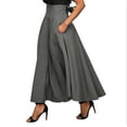 thumbnail image 1 of New Vintage Fashion Elegant Women Stretch High Waist Plain Skater Flared Pleated Long Smooth Skirt Summer Dress, 1 of 2