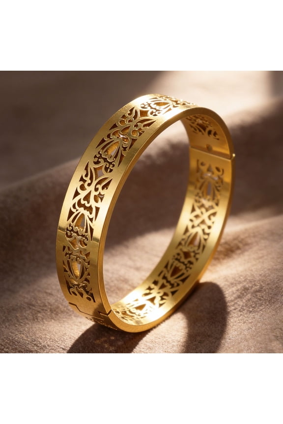 Vintage Indian African Inspired Bangle Bracelet For Women Crafted In 14K Gold Filled Bride Wedding Exquisite Lucky Themed Jewelry