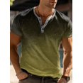 thumbnail image 1 of New Vintage Mens T Shirt 3D Fashion Gradient T Shirt Oversized Casual Button Short Sleeve Summer Fashion Street Men‘s V Neck Top, 1 of 7