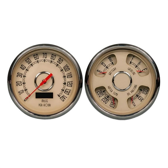 New Vintage 37205-02 2 Gauge Kit Woodward Series 4 3/8" Beige