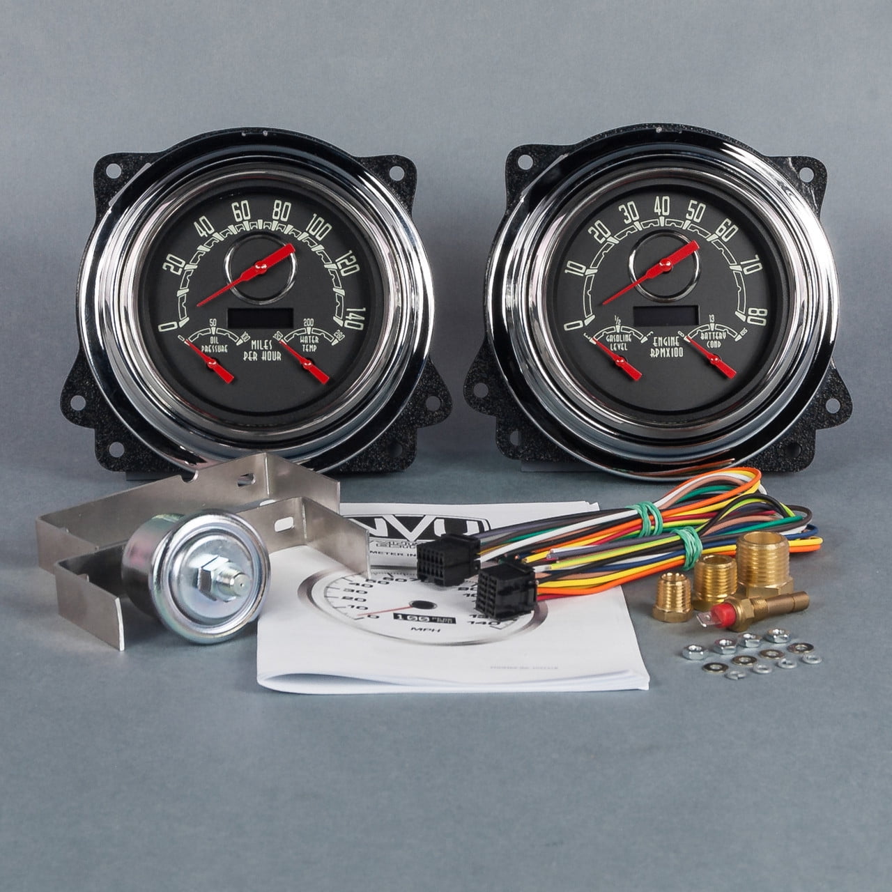 New Vintage Woodward 3-1 Gauge Kit 240 Fuel 47-53 Chevy/GMC Truck (Black) New Vintage Woodward 3-1 Gauge Kit 240 Fuel 47-53 Chevy/GMC Truck (Black)