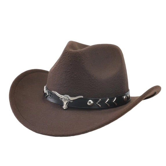 New Vintage Western Cowboy Hat For Men's Gentleman Lady Jazz Cowgirl With Leather Wide Brim Cloche Church Sombrero Hombre Caps