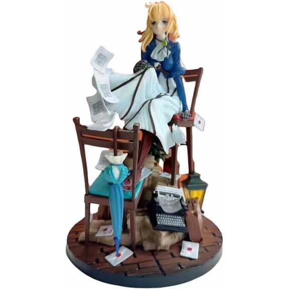 New Violet Figure Sitting Long Dress Violet Evergarden Action Figures 27cm/10.6inch PVC Character Action Model Figure Statue Decoration Ornament Gifts