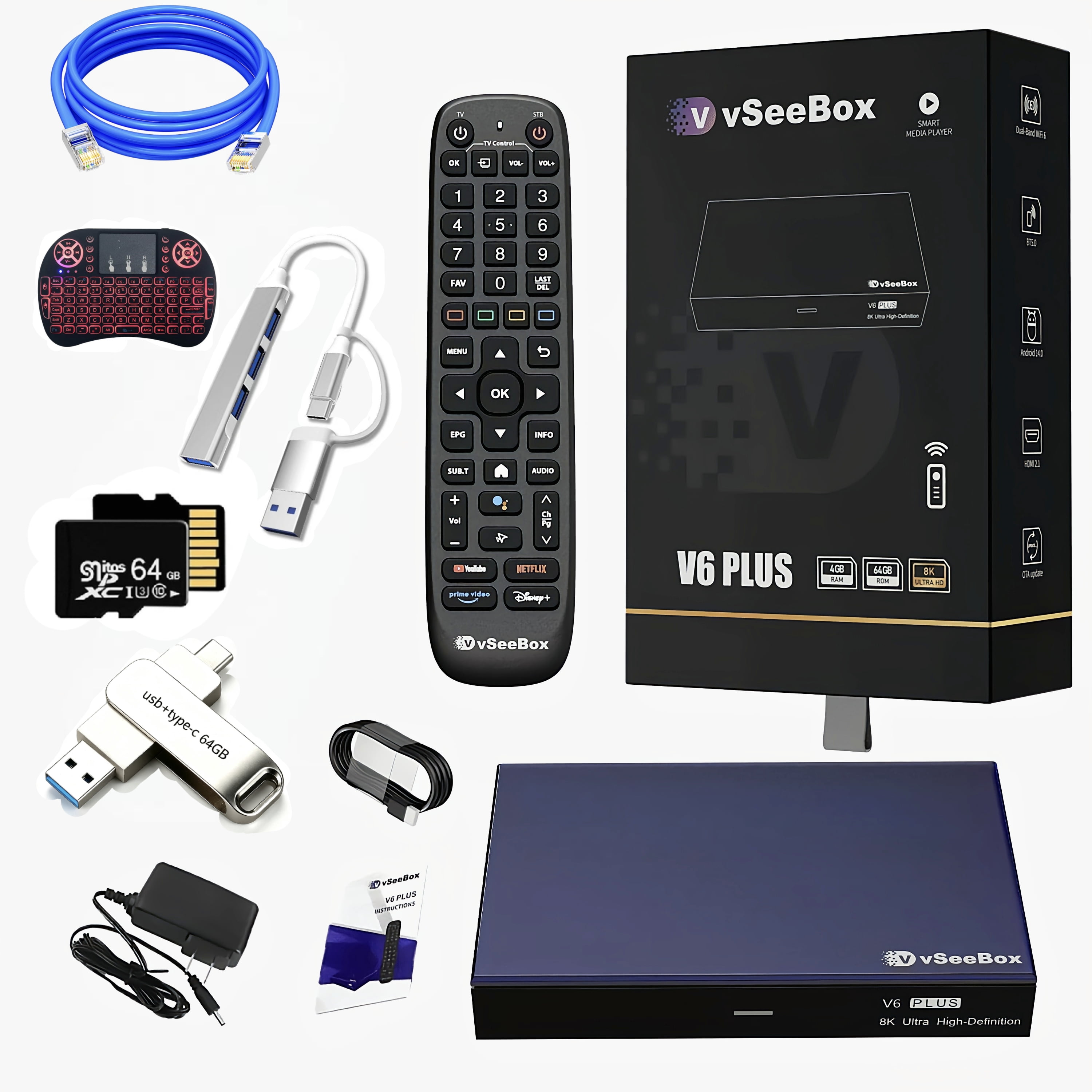 New VseeBox V3 Plus Streaming Box, Android 12, 4GB RAM 64GB, Time Shift ...