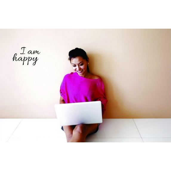 New Wall Ideas I Am Happy Inspirational Life Quote Self Esteem 16x40 Inches