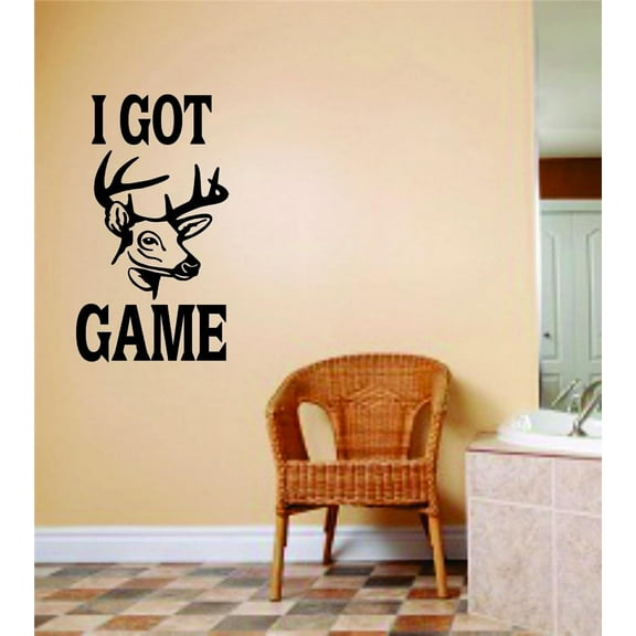 New Wall Ideas I Got Game With Deer Buck Head Image Animal Hunting Hunter Man Gun Boys Men Kids 12 X 24"