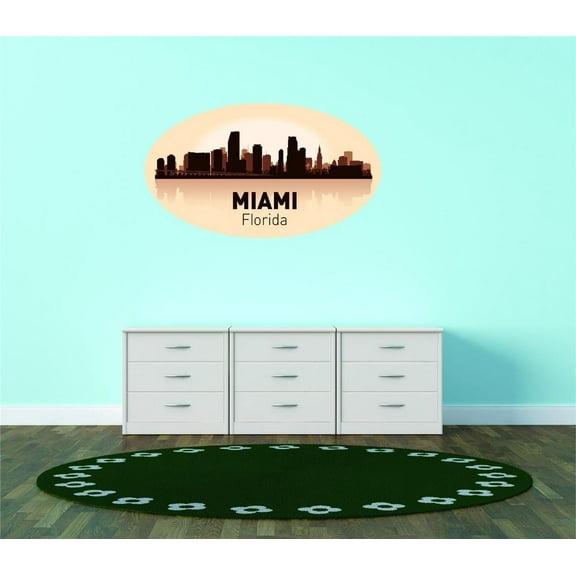 New Wall Ideas Miami Florida United States Major City Geographical Map Landmark 27x40