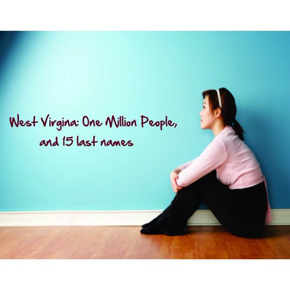 New Wall Ideas West Virgina One Million People & 15 Last Nmaes Quote 4 X 16 Inches