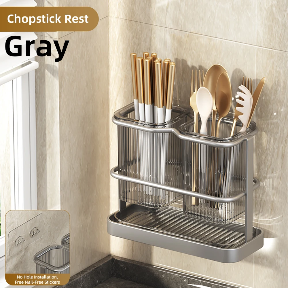 New Wall Mounted Kitchen Cutlery Knife Spoon Fork Chopstick Drain Rack ...