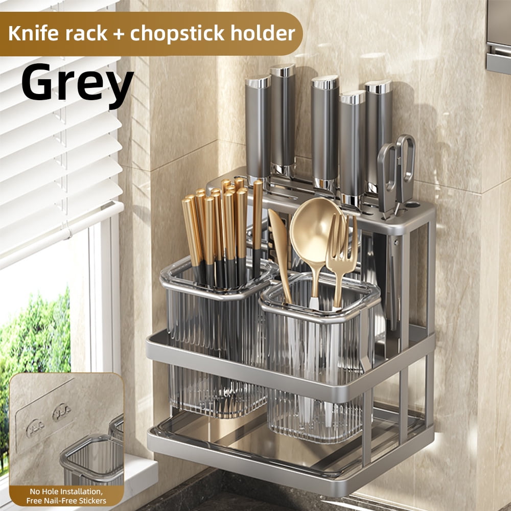 New Wall Mounted Kitchen Cutlery Knife Spoon Fork Chopstick Drain Rack ...