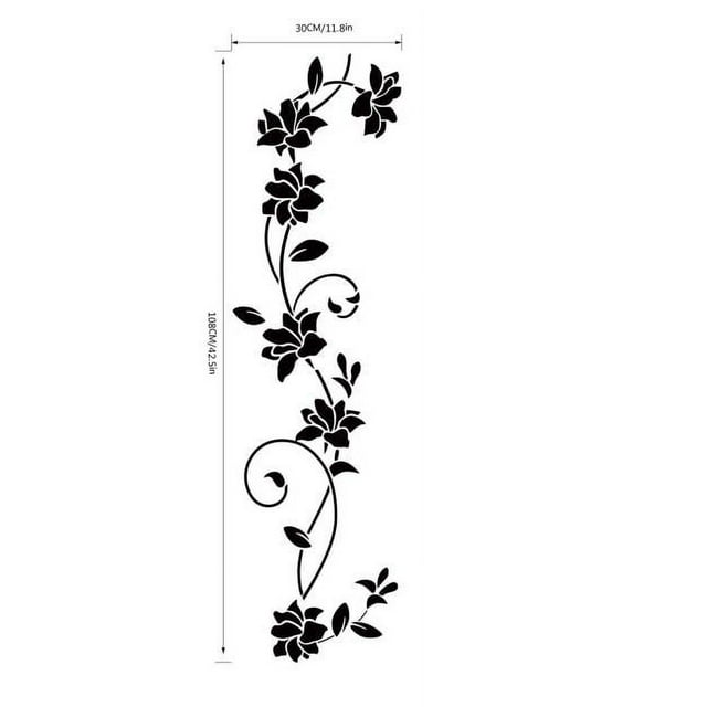 New Wall Sticker Flower Vine Decals Black Mural Removable Vinyl Art