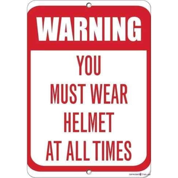 New Warning Metal Tin Signs You Must Wear Helmet at All Times Traffic Garage Signs Street Sign 20 x 30 cm / 8 x 12 inches (Height x Length)