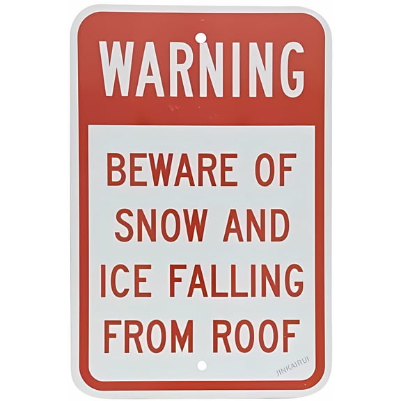 New Warning Plaque Beware of Snow and Ice Falling from Roof - 8"x12" Metal Tin Sign, Winter Safety Decor for Home Office Yard Outdoor Indoor