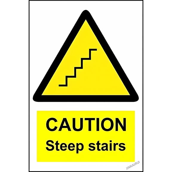 New Warning Plaque Outdoor Caution Steep Stairs (W090) - 8"x12" Metal Tin Sign, Industrial Road Safety Decor for Home Office Yard Outdoor Indoor