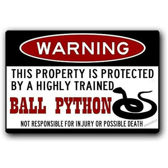 New Warning Plaque Wall Decor Ball Python,Funnys,Ball Python Accessories,Snake Warninges Metal Tin Signs Yard Sign Office Sign Outdoor & Indoor Safety Sign 8 X 12 Inch