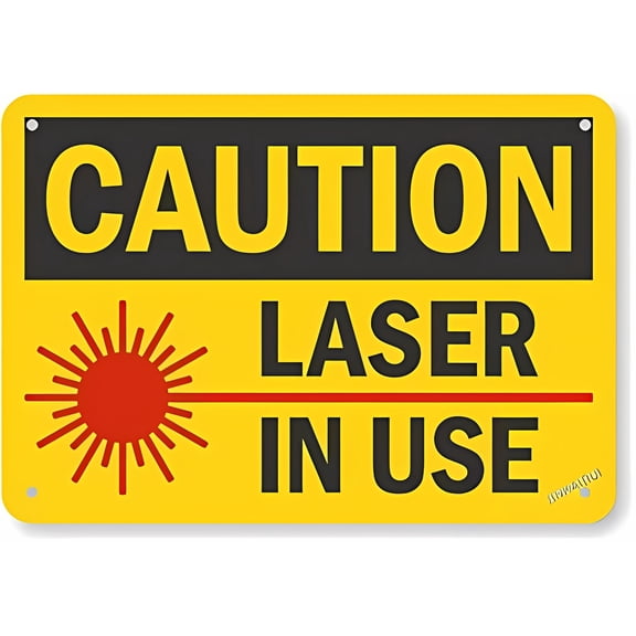 New Warning Plaque Wall Decor Caution - Laser in Use - 8"x12" Metal Tin Sign, Yard Office Outdoor Indoor Safety Sign, Laser Zone