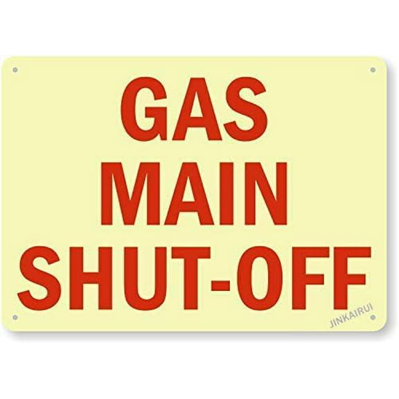 New Warning Plaque Wall Decor Gas Main Shut-Off Glow-in-The-Dark Metal Tin Signs Yard Sign Office Sign Outdoor & Indoor Safety Sign 8 X 12 Inch