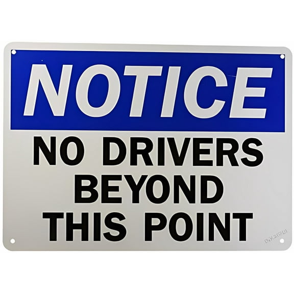 New Warning Plaque Wall Decor No Drivers Beyond This Point - 8"x12" Metal Tin Sign, Yard Office Sign, Driving Restriction, Access Alert