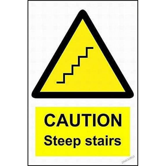 New Warning Plaque Wall Decor Outdoor Warning Caution steep Stairs Industrial Road Safety W090 Metal Tin Signs Yard Sign Office Sign Outdoor & Indoor Safety Sign 8 X 12 Inch