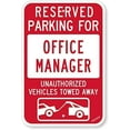 thumbnail image 1 of New Warning Plaque Wall Decor Reserved Parking Manager - Unauthorized Vehicles Towed by | Engineer Grade Metal Tin Signs Yard Sign Office Sign Outdoor & Indoor Safety Sign 8 X 12 Inch, 1 of 5