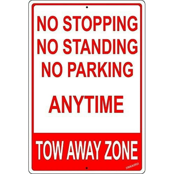New Warning Plaque Wall Decor Vintage No Stopping,No Standing,No Parking Tow Away Zone Bedroom Kitchen Dininglativees Metal Tin Yard Office Sign Outdoor & Indoor Safety Sign 8 X 12 Inch