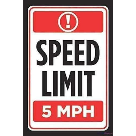 New Warning Signs Metal Tin Sign -Speed Limit 5 Mph Red Black White Print Car Driving Notice Road Rules Aluminum Outdoor Industrial Sign 12x8 Inches Warning Signs Prompt Signs
