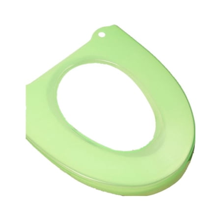 New Washable Pure Color Bathroom Accessories Toilet Seat Cover Pad Bidet Cover O-shape Closes tool Mat GREEN